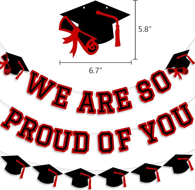 We Are So Proud Of You Banner Graduation Party Decorations Congrats Grad Cap - Image 2