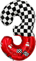 1 pack racing theme 40-inch digital foil balloon, featuring black and white by laackys