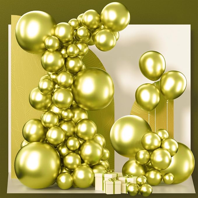 PartyWoo Metallic Lime Green Balloons 140pcs Metallic Light Pastel Green | 18 by PartyWoo