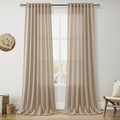 Sepia Beige Linen Curtains 96 Inches Long by Nanspring