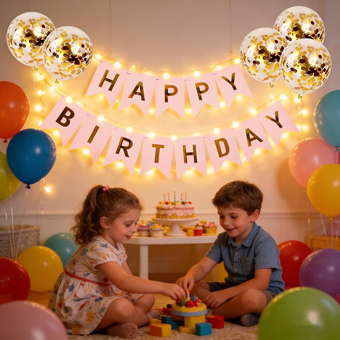 Happy Birthday Banner Sign Bunting Hanging Decorations - Image 3