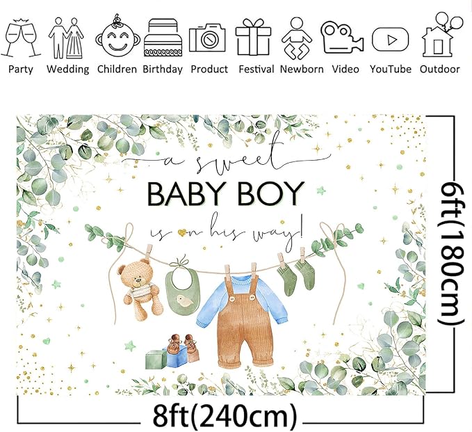 Mocsicka Sweet Baby Girl Princess Pink Greenery Backdrop - Image 5