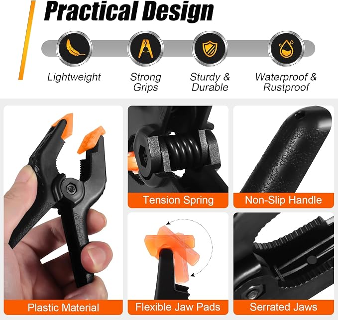 RELBRO Spring Clamps, 4.5 Inch Plastic Clips, Heavy Duty, Strong Grip, Daily - Image 4