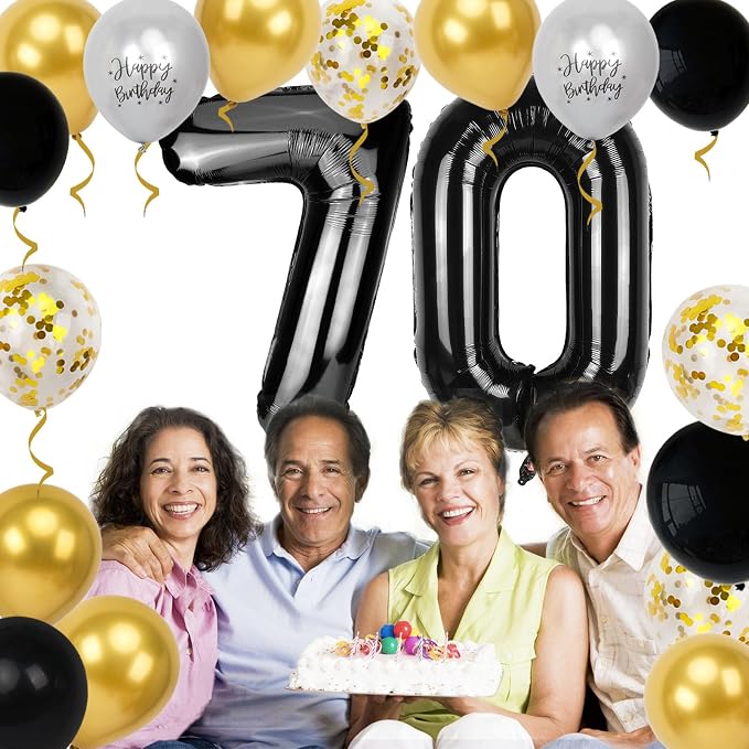 70th Birthday Decorations for Men Women, 40 inch 70 Balloon Numbers - Image 5
