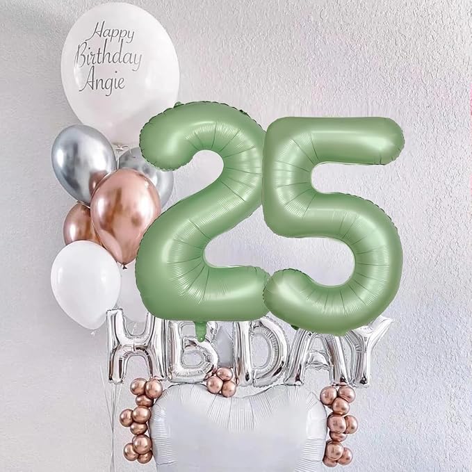 40 Inch Green Number Balloon 2 Olive Green Foil Balloon Sage Green 2 Balloons - Image 5