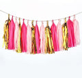 Pink and Gold Tassel Garland, Paper Tassel Banner, Table Decor, DIY Kits - by CC+wonderland+zone