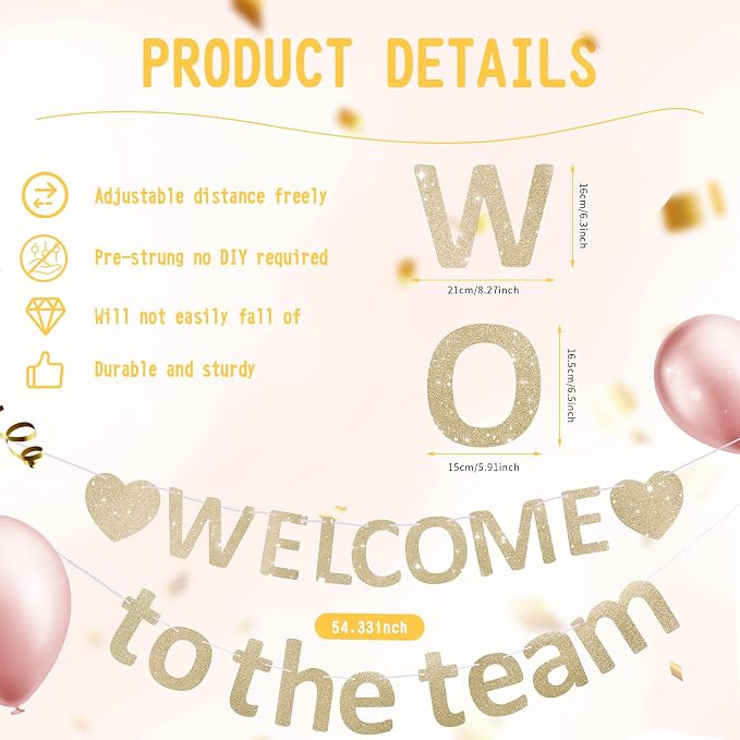 Pre-Strung Glitter Welcome to the Team Banner Welcome Banner Welcome Decorations - Image 3