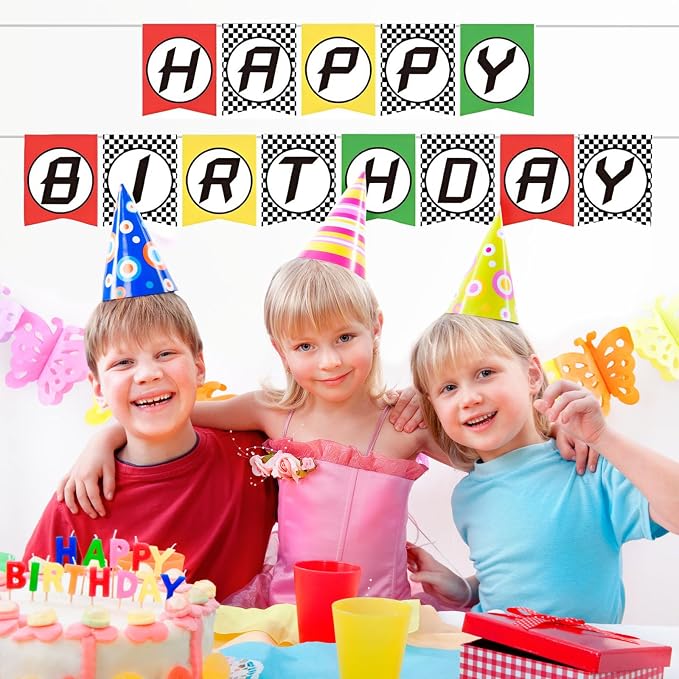Checkered Happy Birthday Banner Party Decoration - Image 3