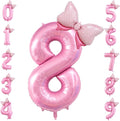 40 inch Number 8 Balloon with Bow Pink Happy Birthday Jumbo Number Balloon by OIBUTUR