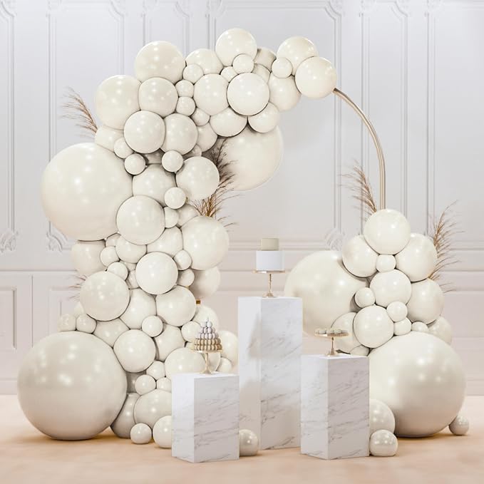 PartyWoo White Balloons 145pcs Sand White Beige Cream Ivory Boho Neutral | by PartyWoo