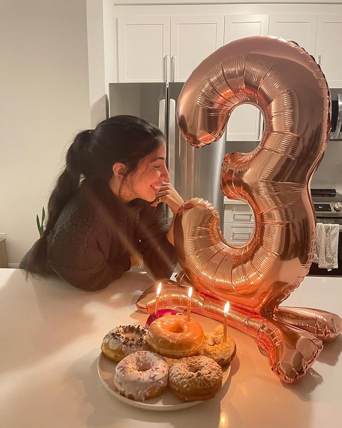 Rose Gold Number 3 Balloon 40 Inch - Image 2