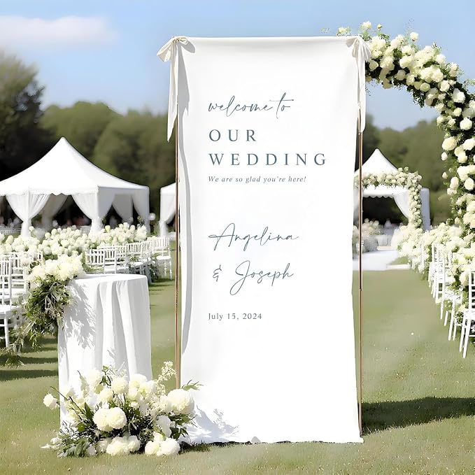 Personalized Fabric Wedding Welcome Sign, Linen Wedding Welcome Sign Cotton by Custom
