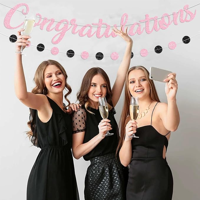Pink Congratulations Banner Sign Prestrung Congrats Banner Garland - Image 4
