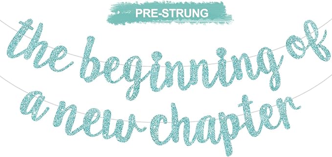 BEISHIDA Light Blue Pre-Strung The Beginning of A New Chapter Banner | Glitter by Beishida