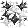 Black Silver Star Balloons, 26 Inch and 10 Inch Silver Stars Shaped Balloon by BIAPIAN