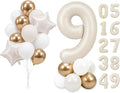 PartyWoo Number Balloons 40 Inch White Number 9 Kit 25pcs by PartyWoo