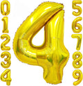 Gold 4 Balloon Number, 40 Inch Number 4 Balloon Large Gold 4 Foil Mylar Helium by BBPOOL