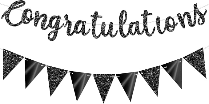 Glitter Black Congratulations Banner by Unknown