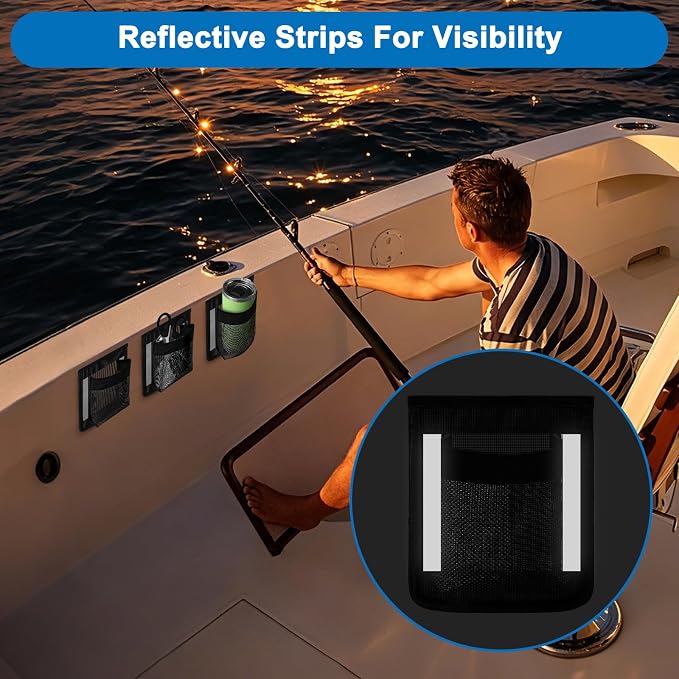 Linkstyle 3PCS Boat Storage Mesh Bag, Self Adhesive Marine Caddy Organizer - Image 5