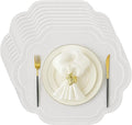 8 Pcs White Cotton Wedding Placemats Scalloped Embroidered Placemats 17" x 13" by Breling