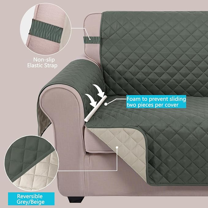 U-NICE HOME Reversible Oversized 28''Chair Covers, Pet Friendly, Elastic Straps - Image 3