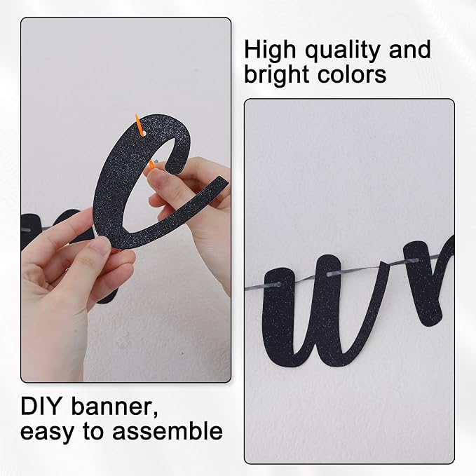 BEISHIDA Glitter Black 116 PCS A-Z DIY Letter Banner Kit Make Your Own - Image 6