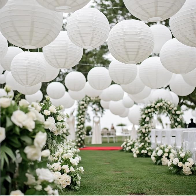 White Chinese Paper Lanterns - Image 2