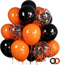 Orange and Black Balloons 50 Pack 12 Inch Black Orange Confetti Balloon by ASIYUHY