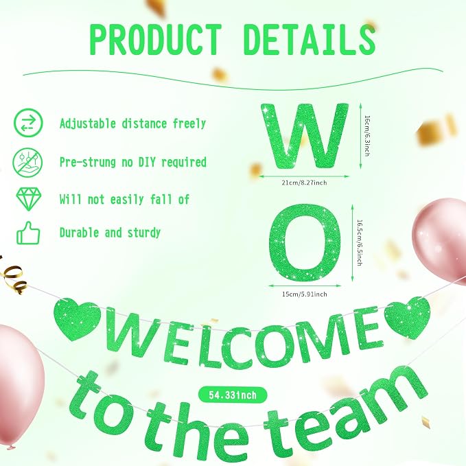 Pre-Strung Glitter Welcome to the Team Banner Welcome Banner Welcome Decorations - Image 3