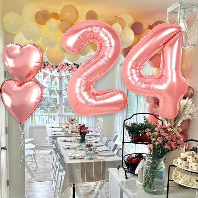 Rose Gold 14th Birthday Decorations, 40 inch Large 14 Balloon Numbers - Image 3
