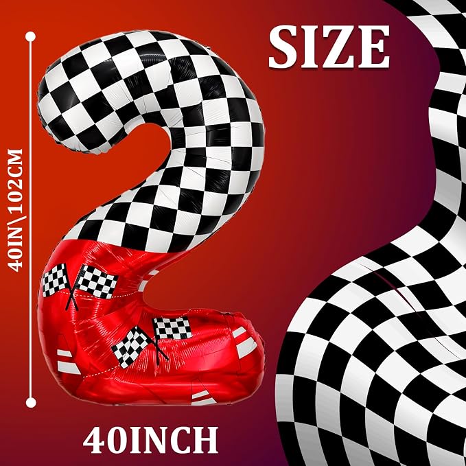 1 pack racing theme 40-inch digital foil balloon, featuring black and white - Image 2