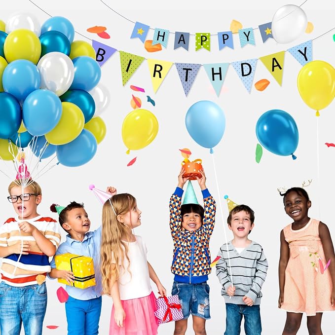 60pcs Blue and Yellow Balloons - Image 4