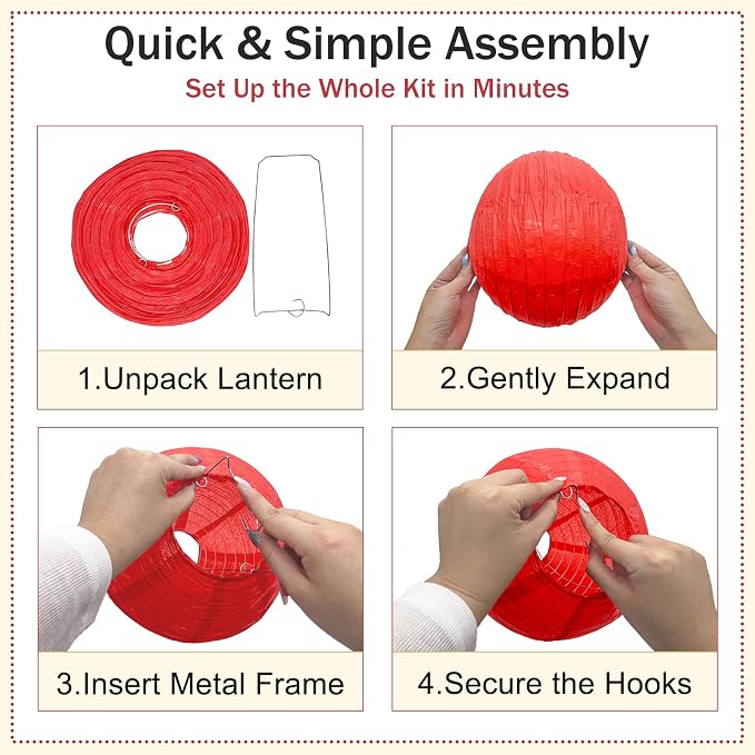 Red and White Paper Lanterns, classrooms, stores and holiday hanging decor - Image 4