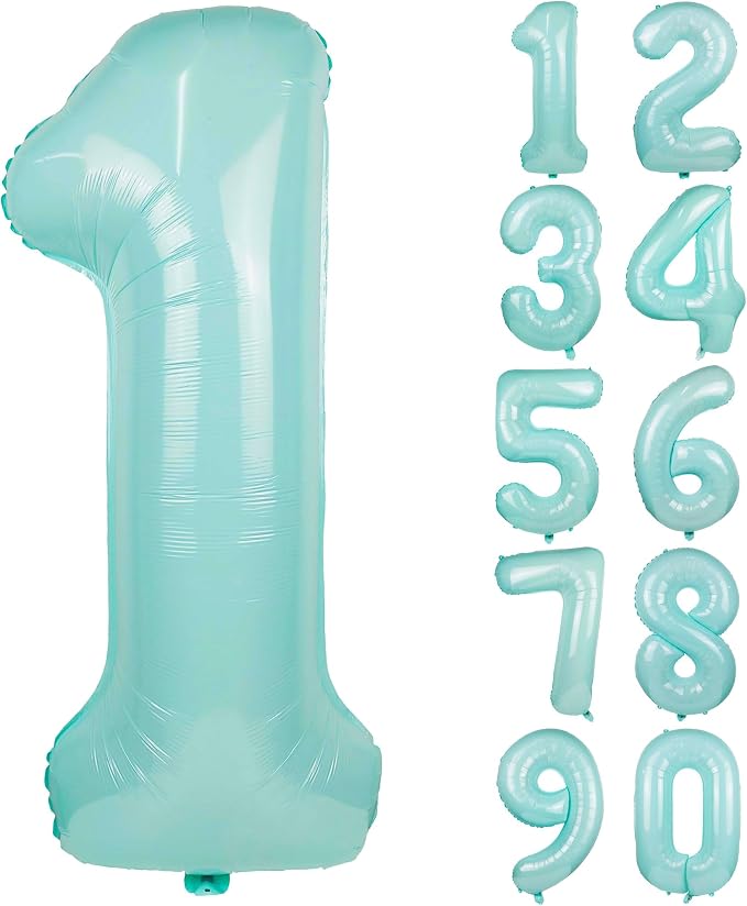 Macaron Blue Number 1 Balloon 40in Large Helium Foil Polyester Film Balloon | by Exquisitehighqualitypartydecorationstomeetyoureveryneed%EF%BC%81