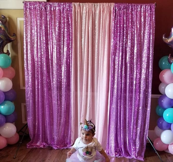 Poise3EHome 2Pcs 2Ft x 8Ft Sequin Backdrop Curtains, Glitter Photography - Image 6