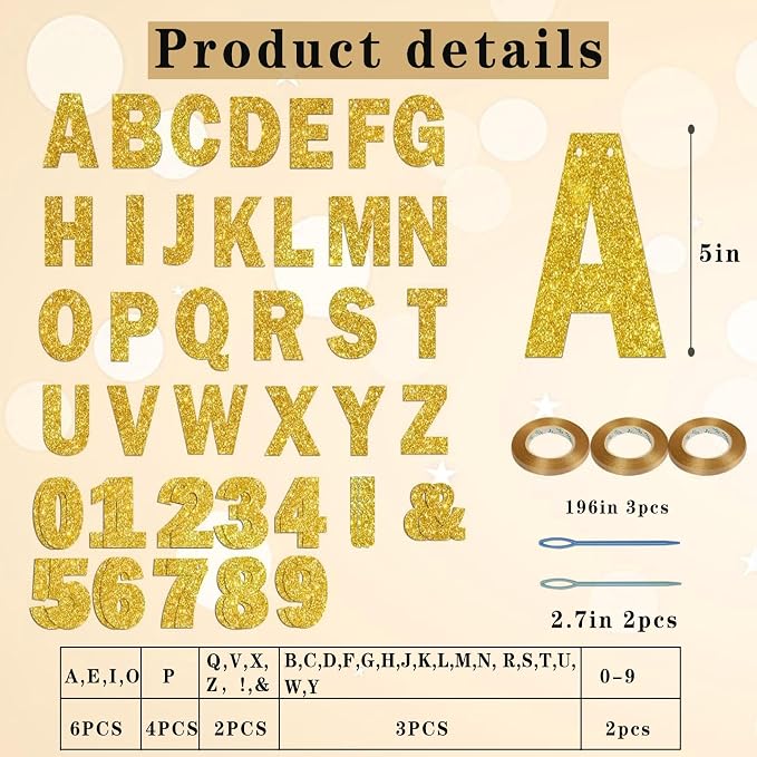 116 Pcs DIY Glitter Customizable Banner Kit Custom Banner Including 111 Letters - Image 2