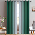 Yakamok Ombre Curtains Dark Green and Greyish White by Yakamok