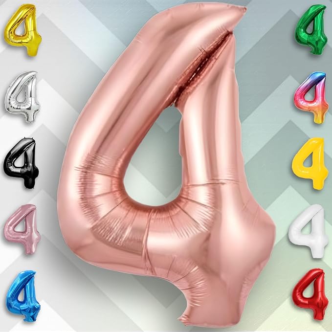 Rose Gold Number Balloon 4 Mylar Foil Balloons 40 inch - Image 6