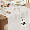 IVAPUPU 2 Pcs Cheesecloth Table Runner - 10ft Ivory White Summer Boho Gauze by IVAPUPU