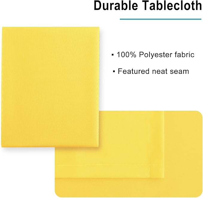 Hiasan Yellow Tablecloth for Square Tables - Waterproof and Spillproof Washable Fabric Table Cloth for Dining Room Kitchen Party, 70 x 70 Inch