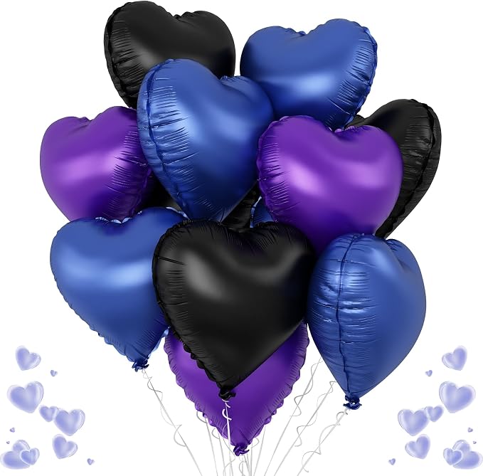 Blue Purple Heart Balloons by TAOYE