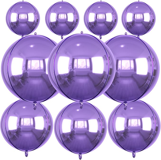 10Pcs Light Purple Round Foil Balloons, Metallic Light Purple Foil Baloon by FunHot
