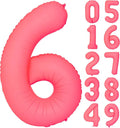 40 IN Fluorescent Red Number 6 Balloon Neon Red digital 6 Foil Balloon | by YOIOZAIZAI