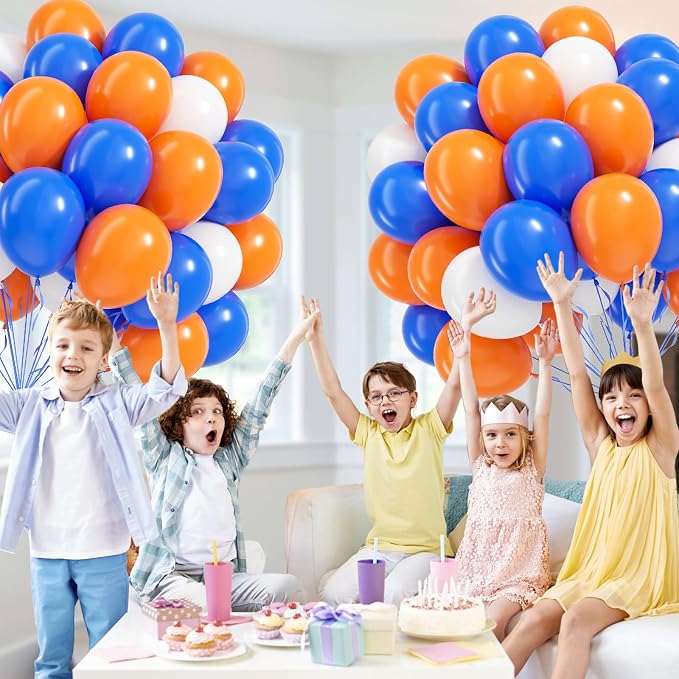 60pcs 12inch Blue and Orange Balloons - Image 5