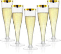 20 Pack Champagne Flutes Plastic Wine Glasses Disposable, 4.5 Oz Gold Rim Mimosa Glasses for 2025 Engagement Wedding Birthday New Years Eve Xmas Party Supplies, Bulk Toasting Cocktail Cups