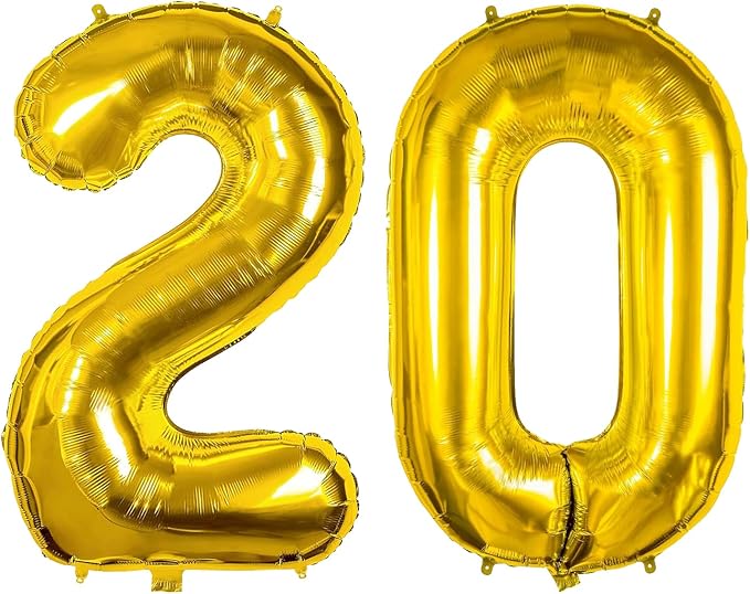 40 Inch Number Balloons 20 Gold Big Giant Jumbo Number Foil Mylar Balloons by xiangsushijie