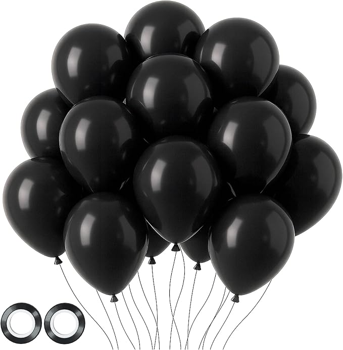 Voircoloria 105pcs Black Party Latex Balloons, 12inch | by Voircoloria