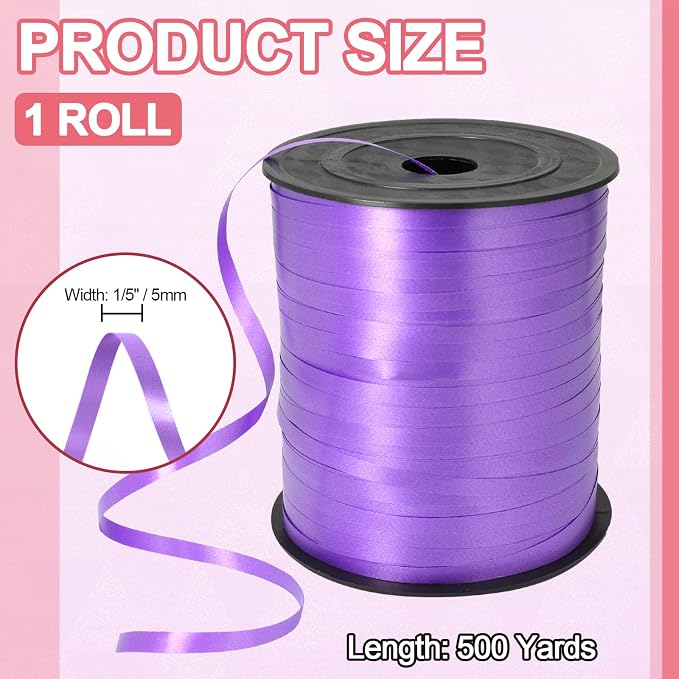 Luomorgo Purple Curling Ribbon, 500 Yards/1 Roll Balloon Ribbon | Plastic Thin - Image 3