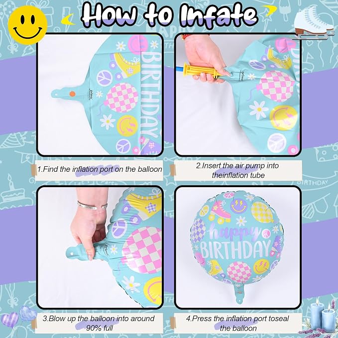 Roller Skate Foil Balloons Set, Pastel Helium Balloons - Image 8