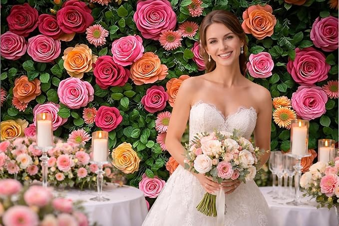 7X5ft Floral Backdrop for Photography Valentine's Day Backdrop Wedding - Image 2